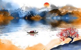 抽象山水背景墙