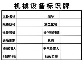 机械设备标识牌