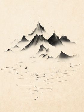 水墨山