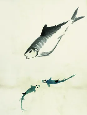 齐白石国画山脉水纹山水