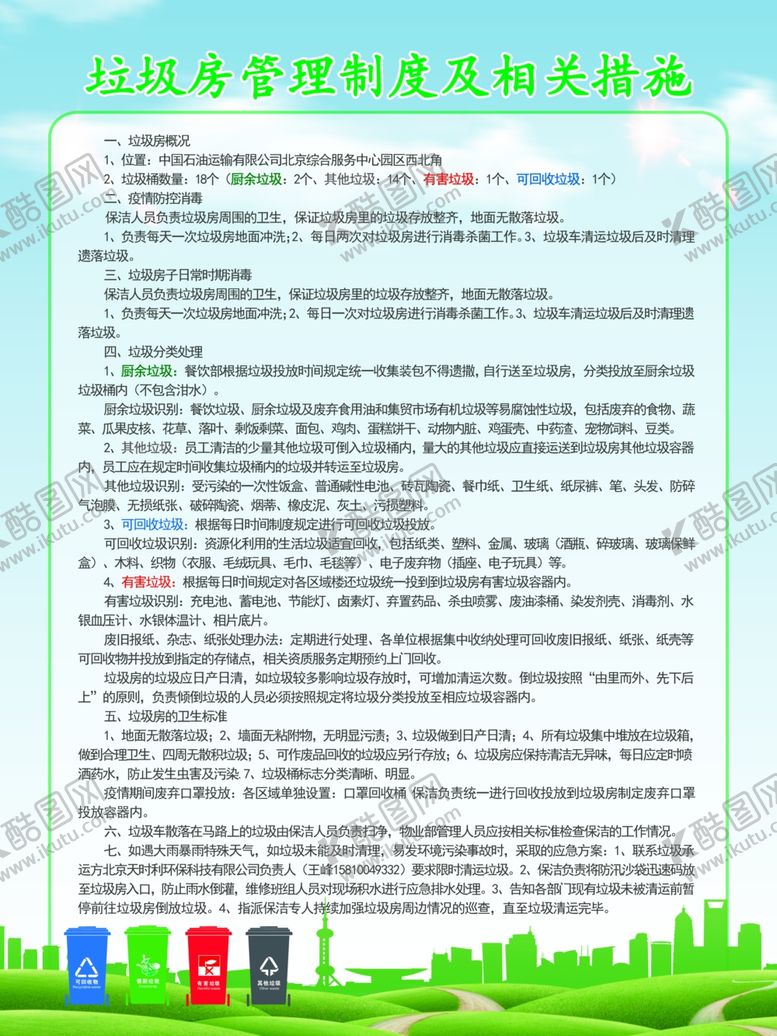 编号：76047607030012074469【酷图网】源文件下载-垃圾房管理制度及相关措施
