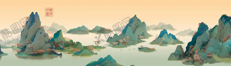编号：23931610310615525897【酷图网】源文件下载-千里江山手绘图