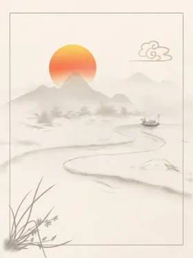 中国风背景画山水墨古
