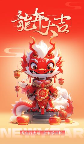 龙年海报王插画春节素材手绘
