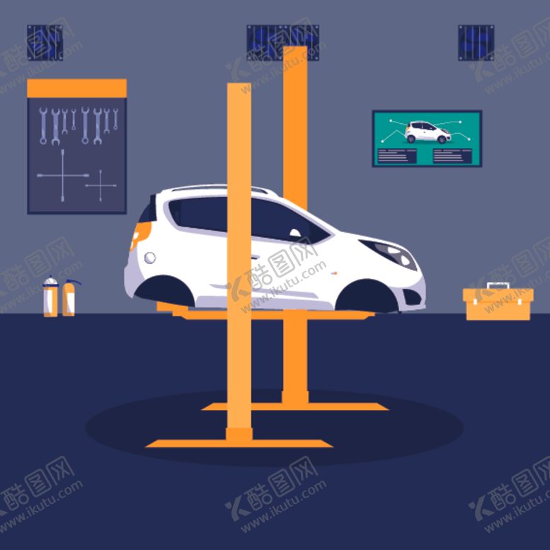 编号：62103410051303136562【酷图网】源文件下载-汽车修理主题插画