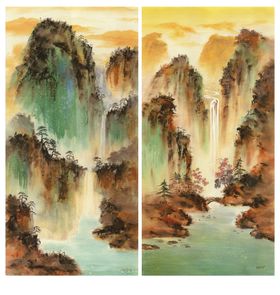 编号：70394109250849207340【酷图网】源文件下载-手绘花鸟山水风景画海报素材