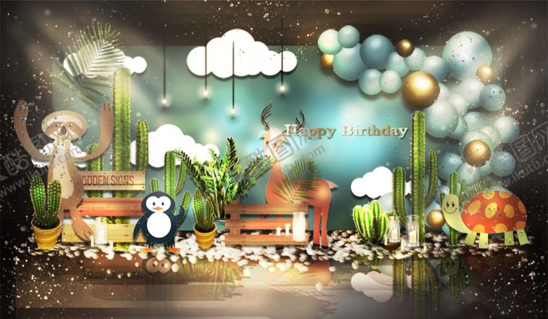 编号：38765804031911593941【酷图网】源文件下载-梦幻卡通动物奇幻世界场景