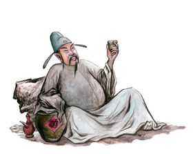 李白古风插画卡通海报素材