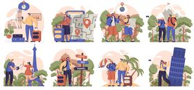 登山场景插画