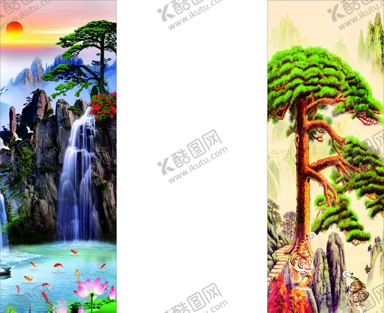 迎客松山水画树树背景