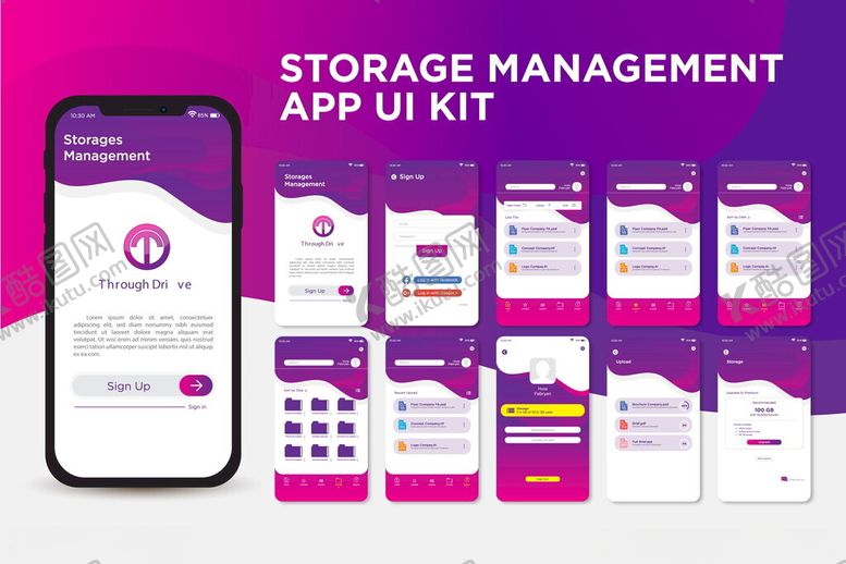 编号：96916809251324463961【酷图网】源文件下载-存储管理应用UI套件展示