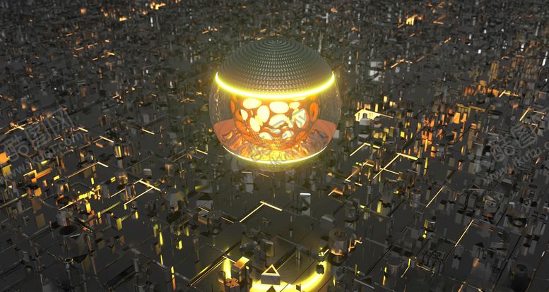 编号：62715103221650288536【酷图网】源文件下载-C4D科技发光金属球背景