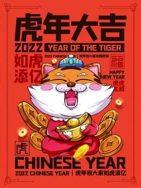 虎年大吉主题红包海报装饰