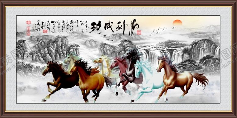编号：31250010241753411074【酷图网】源文件下载-马到成功装饰画