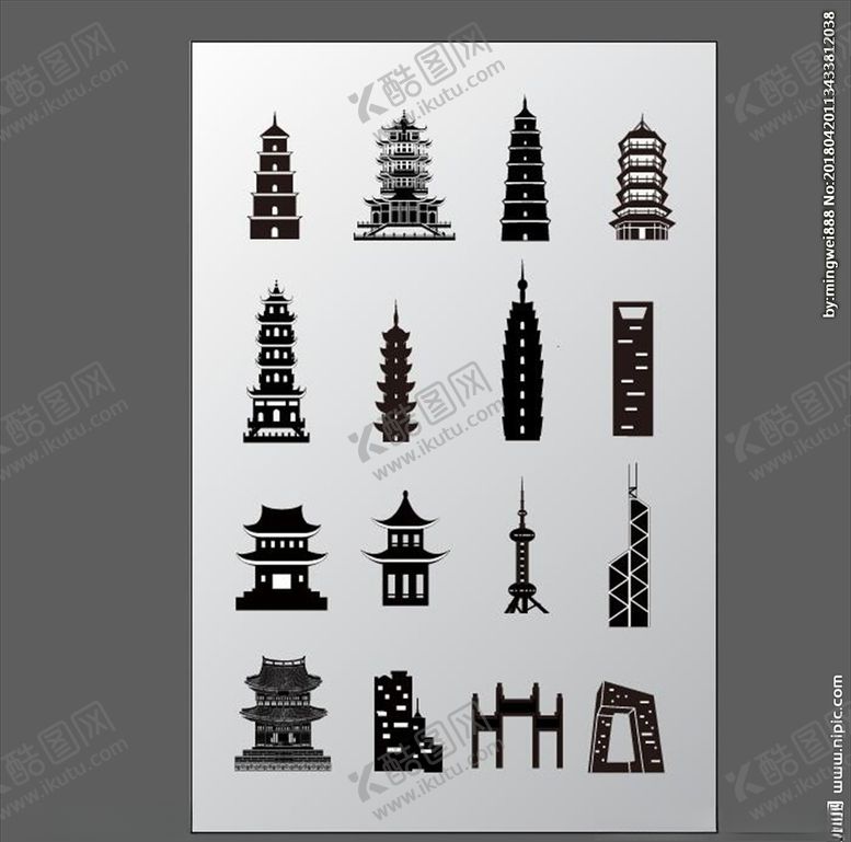 编号：89069203312147152475【酷图网】源文件下载-塔剪影素材