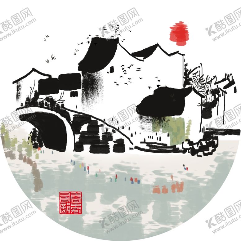 编号：14440909101456304372【酷图网】源文件下载-新中式圆形装饰画