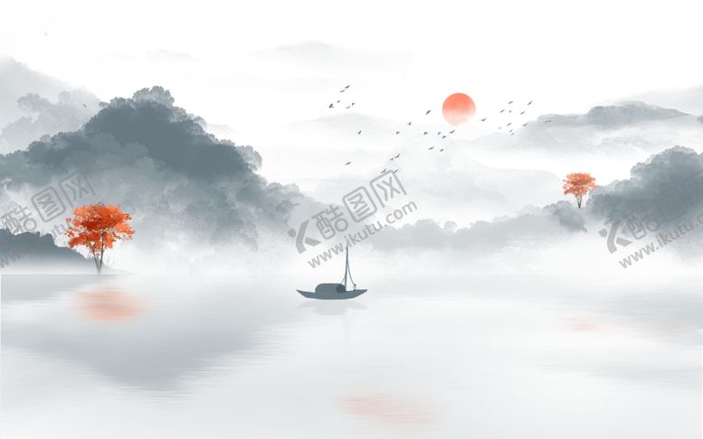 编号：69591504131330069372【酷图网】源文件下载-新中式山水背景墙