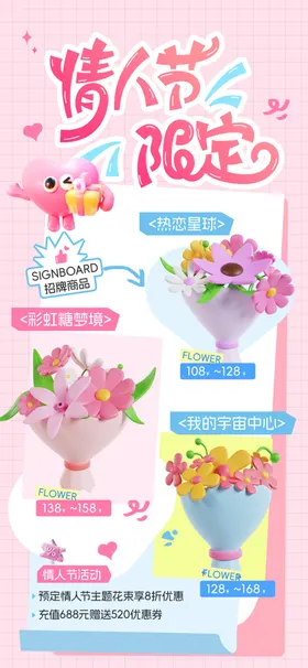 情人节鲜花促销海报