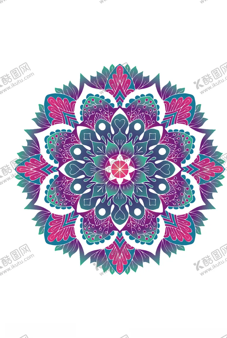 编号：99050307011155306989【酷图网】源文件下载-艳丽曼陀罗图案矢量素材