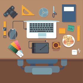 办公桌插图器材文具