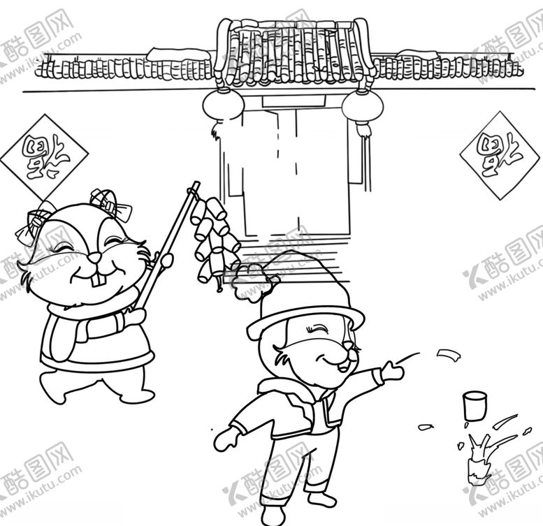 编号：43907006152232376944【酷图网】源文件下载-松鼠线稿