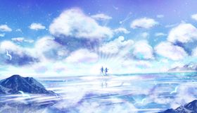 天空唯美插画