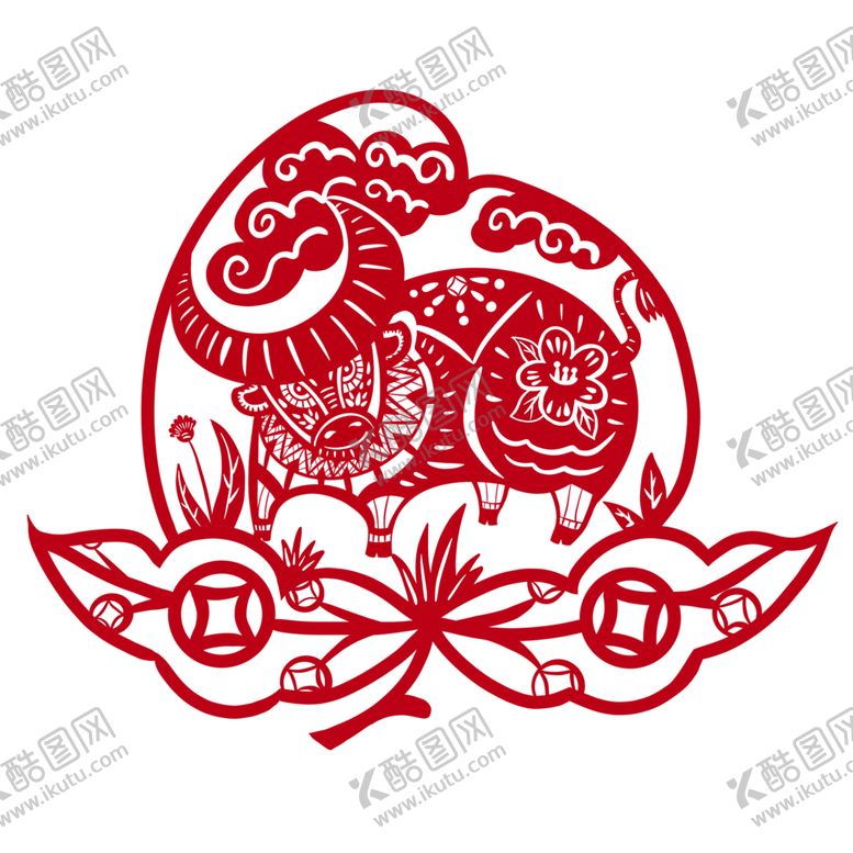 编号：96906804080017071735【酷图网】源文件下载-牛年复古传统剪纸海报素材