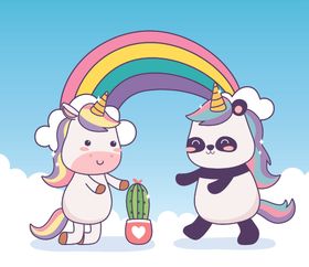 卡通独角兽哇伊动物动物素材可爱童话