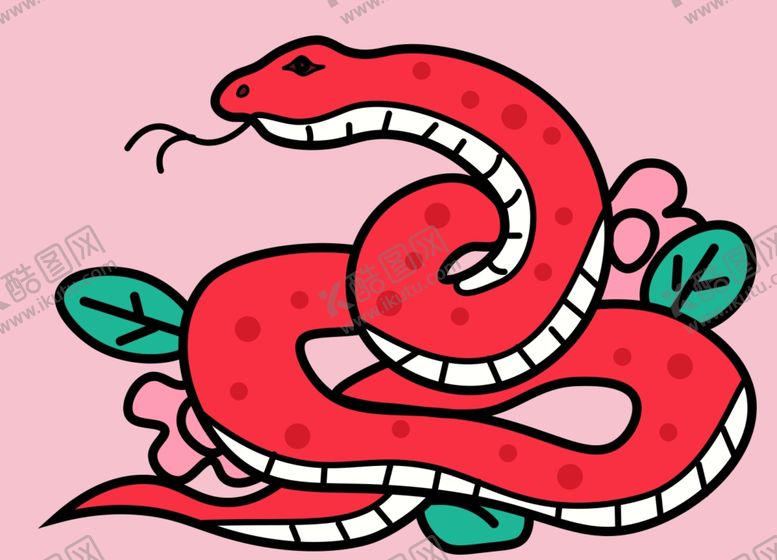 编号：32042802031325213708【酷图网】源文件下载-蛇年生肖盘蛇插画