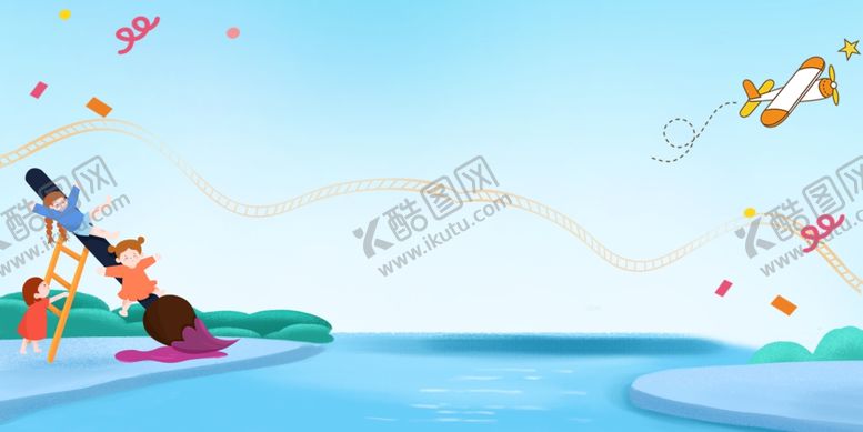 编号：62242910052240176558【酷图网】源文件下载-蓝色手绘卡通六一儿童节节日背景