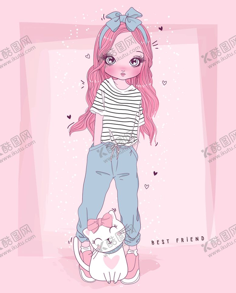 编号：35505810100158165784【酷图网】源文件下载-可爱卡通潮流少女插画