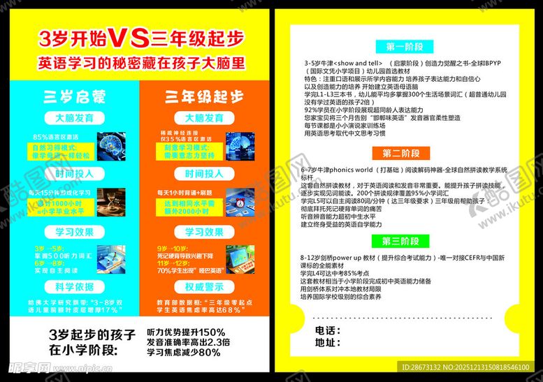编号：88574612221801407723【酷图网】源文件下载-英语宣传单三岁三年级学英