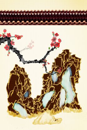 手绘松树素材中国风插画中国风装饰画