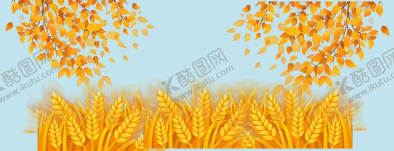 编号：85295406250359161071【酷图网】源文件下载-秋叶麦穗插画素材