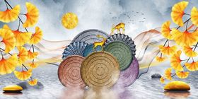 室内装饰画轻奢简约挂画抽象图形墙素材新中式玄关