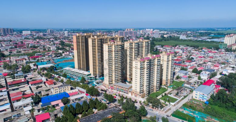 隆尧县县城俯视图小区全景文化韵舟世纪