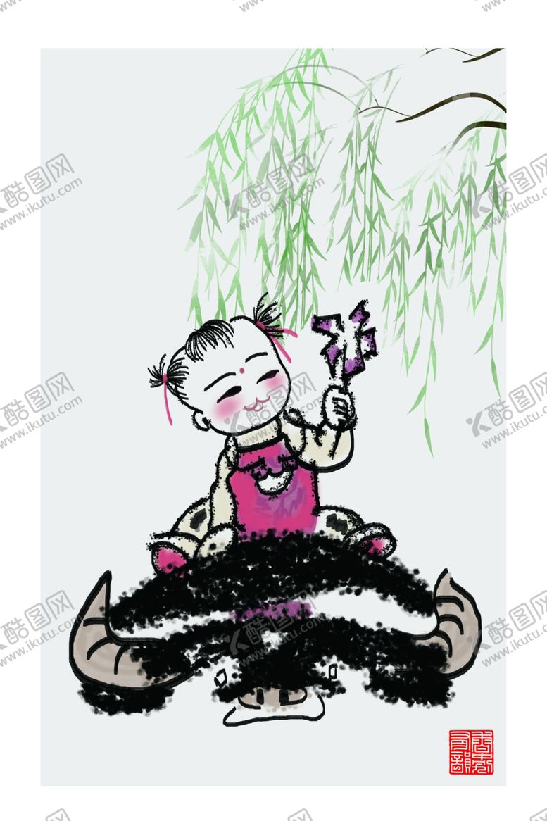 编号：10335710281503184086【酷图网】源文件下载-儿童水墨装饰画