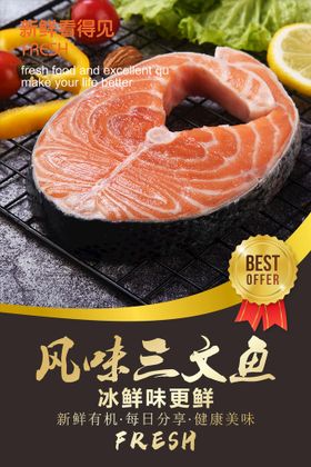 三文鱼海报美食熏折页
