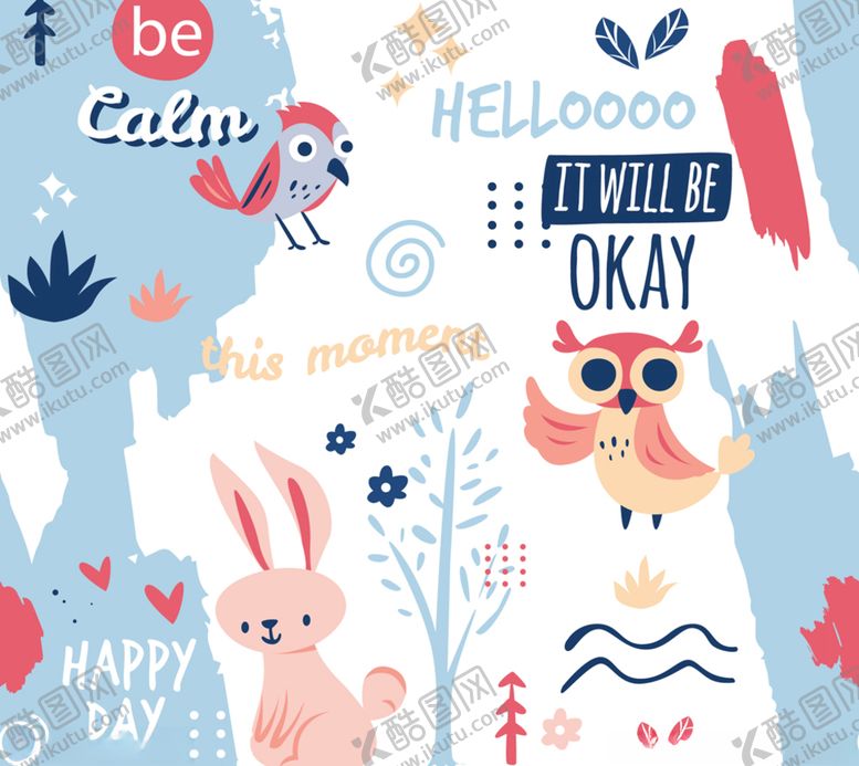 编号：69426511020150399693【酷图网】源文件下载-可爱森林动物背景矢量素材