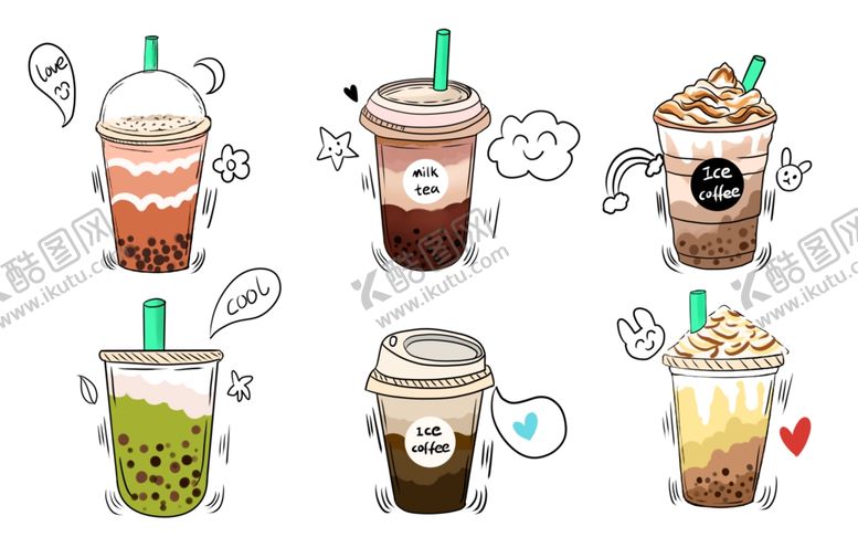 编号：20250502190951444632【酷图网】源文件下载-奶茶果茶插画