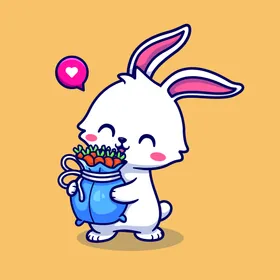 卡通兔子动物插画矢量图
