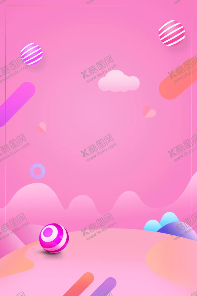 编号：80871406262055234837【酷图网】源文件下载-云朵气球线条渐变粉色立体背景