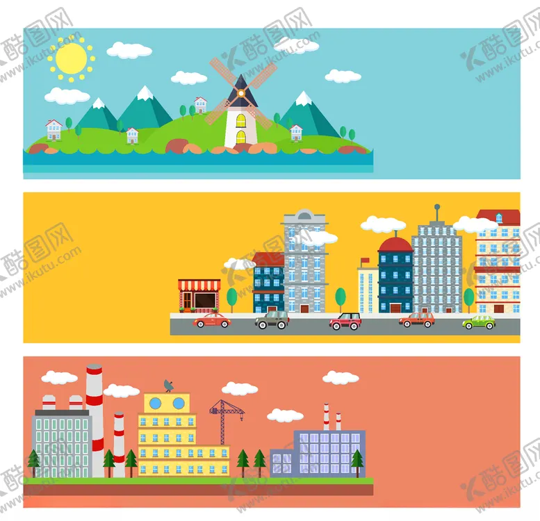 编号：69283206302038334426【酷图网】源文件下载-建筑风景banner矢量素材