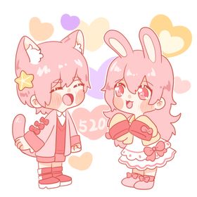 粉色兔子猫咪