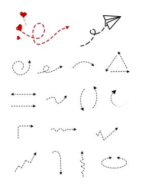 爱心纸飞机虚线箭头