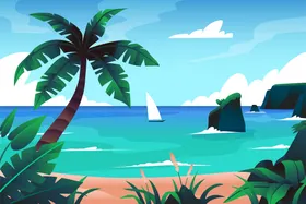 夏日沙滩背景海报大自然旅行旅游