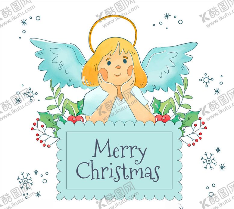 编号：21490509162017489684【酷图网】源文件下载-圣诞节托腮天使