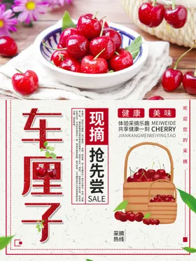 简约新鲜车厘子海报