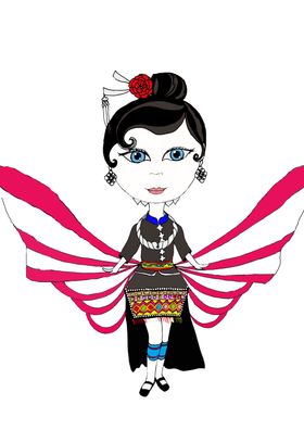 苗寨人物设计手绘