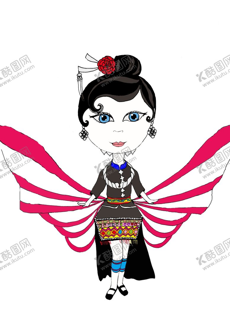 编号：23091510300252345406【酷图网】源文件下载-苗寨人物设计手绘